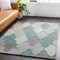 Tiwari Home 4' x 6' Ocean Blue and Gray Moroccan Tile Patterned Rectangular Area Throw Rug
